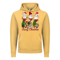 Vintage Mustard Merry Christmas wine and cocktails Vintage Hoodie - NancyCooperArtShop