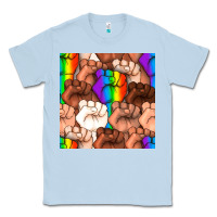Dusty Blue Pride lgbtq fists seamless pattern Classic Tee - BundleAndBundleShop