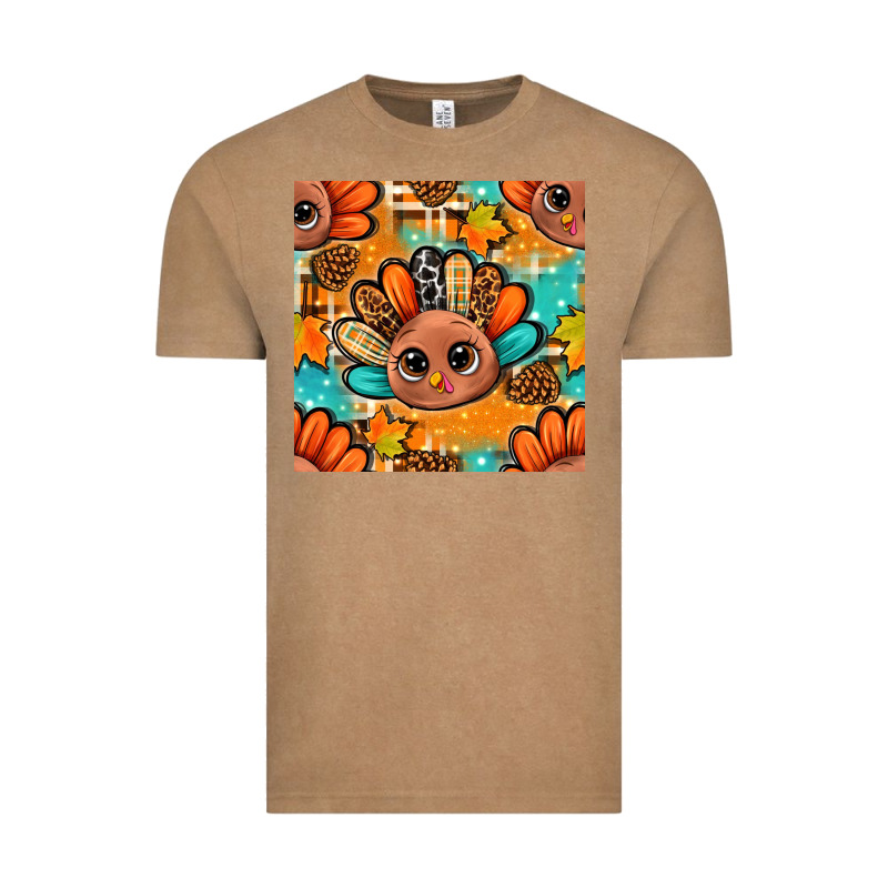 Thanksgiving Turkey And Cone With Tartan Seamless Pattern Bbs Vintage Tee by BundleAndBundleShop | Teevron