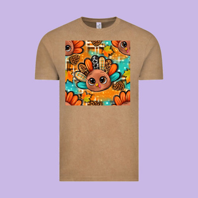 Thanksgiving Turkey And Cone With Tartan Seamless Pattern Bbs Vintage Tee Designed By Bundleandbundleshop