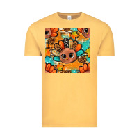 Vintage Mustard thanksgiving turkey and cone with tartan seamless pattern bbs Vintage Tee - BundleAndBundleShop