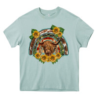 Arona scottish calf sunflowers rainbow Heavy Core Tee - BarkalooDesign
