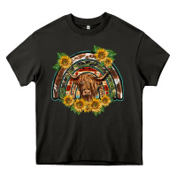 Asphalt scottish calf sunflowers rainbow Heavy Core Tee - BarkalooDesign