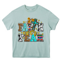 Faith Over Fear With Cross And Sunflowers Heavy Core Tee | Teevron