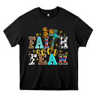 Black faith over fear with cross and sunflowers Heavy Core Tee - AdoDesignShop