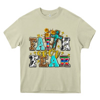 Mossy faith over fear with cross and sunflowers Heavy Core Tee - AdoDesignShop