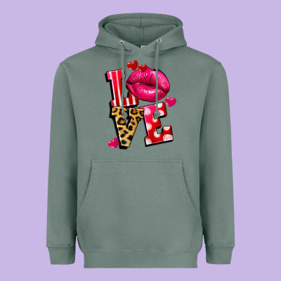 Western Love Lips Heavyweight Hoodie Designed By Fadigitalartstudio
