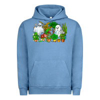 Pigment Pebble Blue Spooky Plants Urban Hoodie - CowhideDigitalArt
