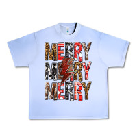 Grape Ice Merry Merry Merry Christmas Lightning Bolt Urban Heavy Tee - BundleAndBundleShop