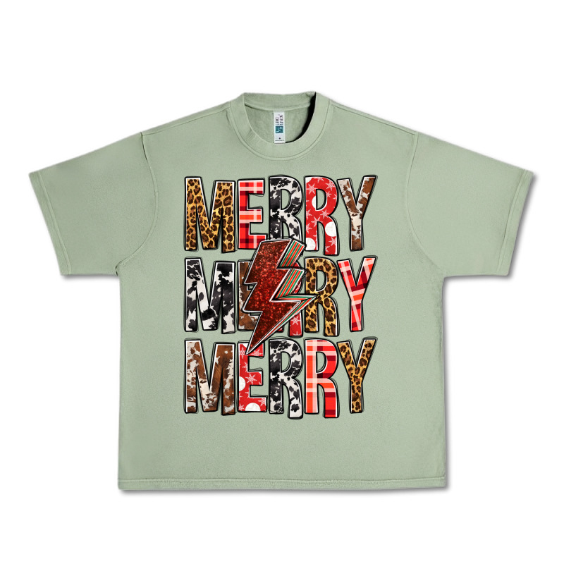 Merry Merry Merry Christmas Lightning Bolt Urban Heavy Tee by BundleAndBundleShop | Teevron