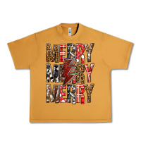 Peanut Butter Merry Merry Merry Christmas Lightning Bolt Urban Heavy Tee - BundleAndBundleShop