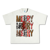 Pistachio Merry Merry Merry Christmas Lightning Bolt Urban Heavy Tee - BundleAndBundleShop