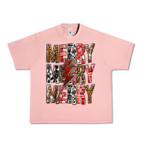 Salmon Merry Merry Merry Christmas Lightning Bolt Urban Heavy Tee - BundleAndBundleShop
