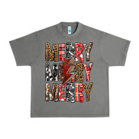 Tornado Merry Merry Merry Christmas Lightning Bolt Urban Heavy Tee - BundleAndBundleShop