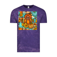 Cloud Purple thanksgiving turkey with tartan seamless pattern bbs Vintage Tee - BundleAndBundleShop