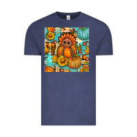 Vintage Denim thanksgiving turkey with tartan seamless pattern bbs Vintage Tee - BundleAndBundleShop