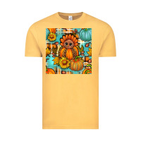 Vintage Mustard thanksgiving turkey with tartan seamless pattern bbs Vintage Tee - BundleAndBundleShop