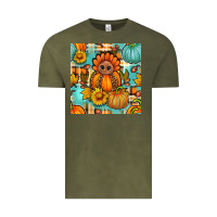 Vintage Olive thanksgiving turkey with tartan seamless pattern bbs Vintage Tee - BundleAndBundleShop
