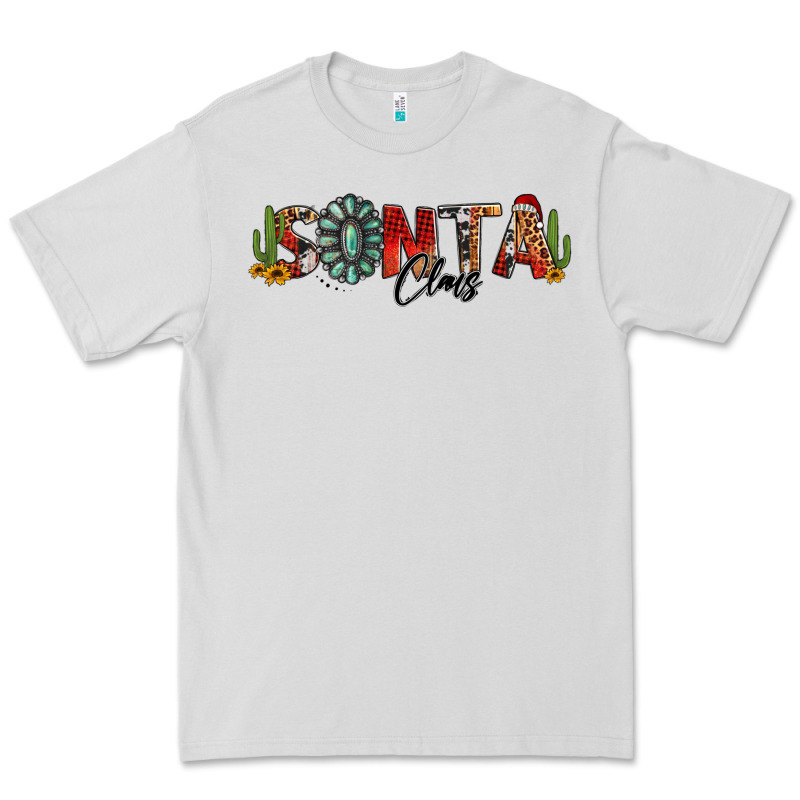 Western Christmas Santa Claus Sunflowers And Cactus Premium Tee by Jasminsmagicworld | Teevron