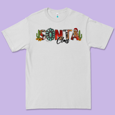 Western Christmas Santa Claus Sunflowers And Cactus Premium Tee Designed By Jasminsmagicworld