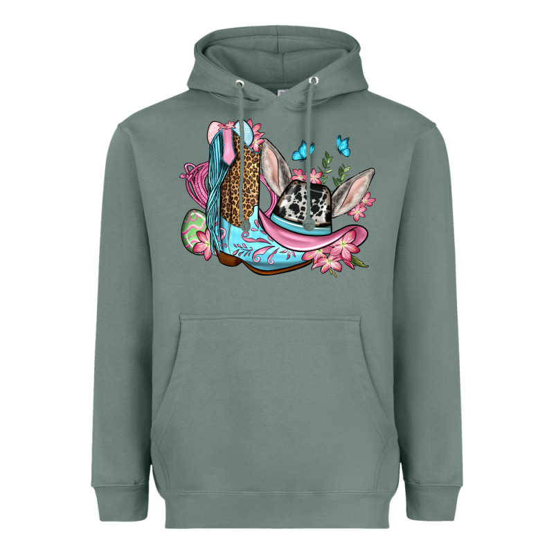 Easter Cowboy Boots Hat Heavyweight Hoodie by OliviaCreatesArt | Teevron