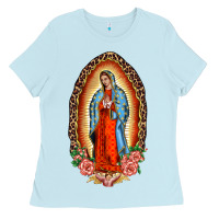 Baby Blue our lady of guadalupe leopard and roses Ladies Tee - BarkalooDesign