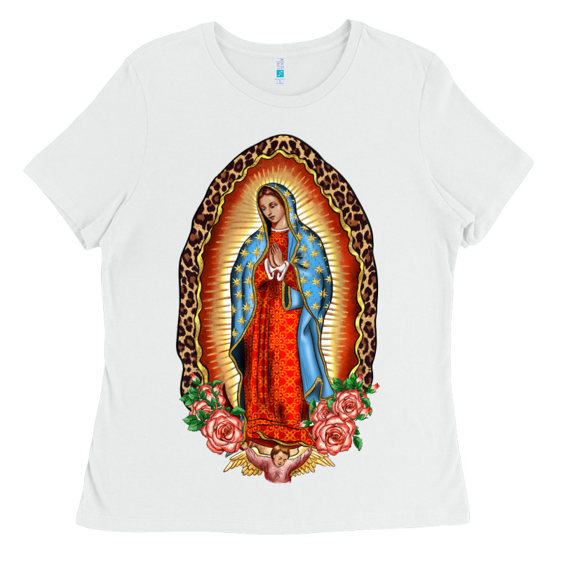 Our Lady Of Guadalupe Leopard And Roses Ladies Tee by BarkalooDesign | Teevron