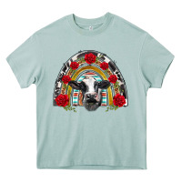 Arona black and white baby cow floral rose rainbow Heavy Core Tee - BarkalooDesign