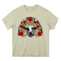 Mossy black and white baby cow floral rose rainbow Heavy Core Tee - BarkalooDesign