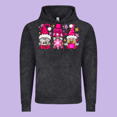 Pink Christmas Winter Gnomes Vintage Hoodie Designed By Nancycooperartshop