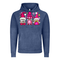 Vintage Denim Pink Christmas winter gnomes Vintage Hoodie - NancyCooperArtShop