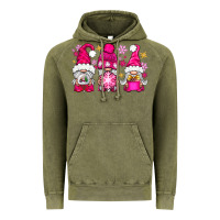 Vintage Olive Pink Christmas winter gnomes Vintage Hoodie - NancyCooperArtShop