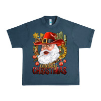 Midnight Navy Cowboy Christmas Santa Urban Heavy Tee - BundleAndBundleShop