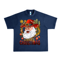 Navy Cowboy Christmas Santa Urban Heavy Tee - BundleAndBundleShop