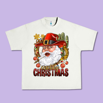 Cowboy Christmas Santa Urban Heavy Tee Designed By Bundleandbundleshop