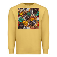 Antique Gold baby hampshire pig sunflowers seamless pattern Premium Sweatshirt - FaDigitalArtStudio