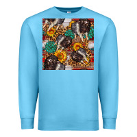 Ocean Blue baby hampshire pig sunflowers seamless pattern Premium Sweatshirt - FaDigitalArtStudio