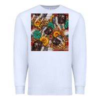 White baby hampshire pig sunflowers seamless pattern Premium Sweatshirt - FaDigitalArtStudio