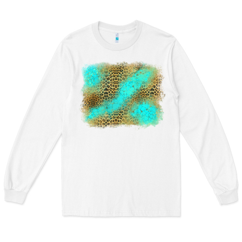 Leopard Turquoise Background Long Sleeve Tee by Jasminsmagicworld | Teevron
