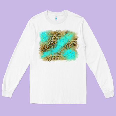 Leopard Turquoise Background Long Sleeve Tee Designed By Jasminsmagicworld