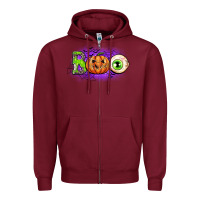 Burgundy boo Zipper Hoodie - CowGirlArtShop