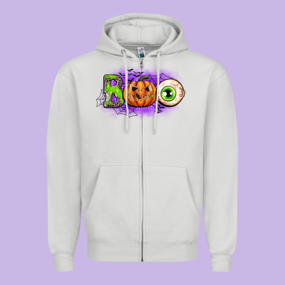 Boo Zipper Hoodie Designed By Cowgirlartshop