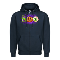 Navy boo Zipper Hoodie - CowGirlArtShop