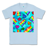 Dusty Blue Pride lgbtq flags and leopard seamless pattern Classic Tee - BundleAndBundleShop