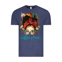 Vintage Denim coffee please messy bun with coffee bean bbs Vintage Tee - BundleAndBundleShop