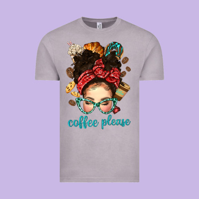 Coffee Please Messy Bun With Coffee Bean Bbs Vintage Tee Designed By Bundleandbundleshop