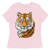 Bubblegum Pink Tiger Head Ladies Tee - LillyAllenDesigns