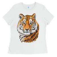 White Tiger Head Ladies Tee - LillyAllenDesigns