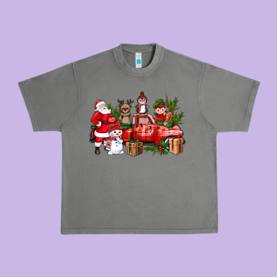 Santa Snowman Reindeer Penguin Elf Christmas Truck Urban Heavy Tee Designed By Bundleandbundleshop