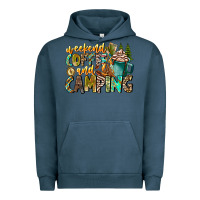 Pigment Midnight Navy Weekends Coffee And Camping Urban Hoodie - CowhideDigitalArt